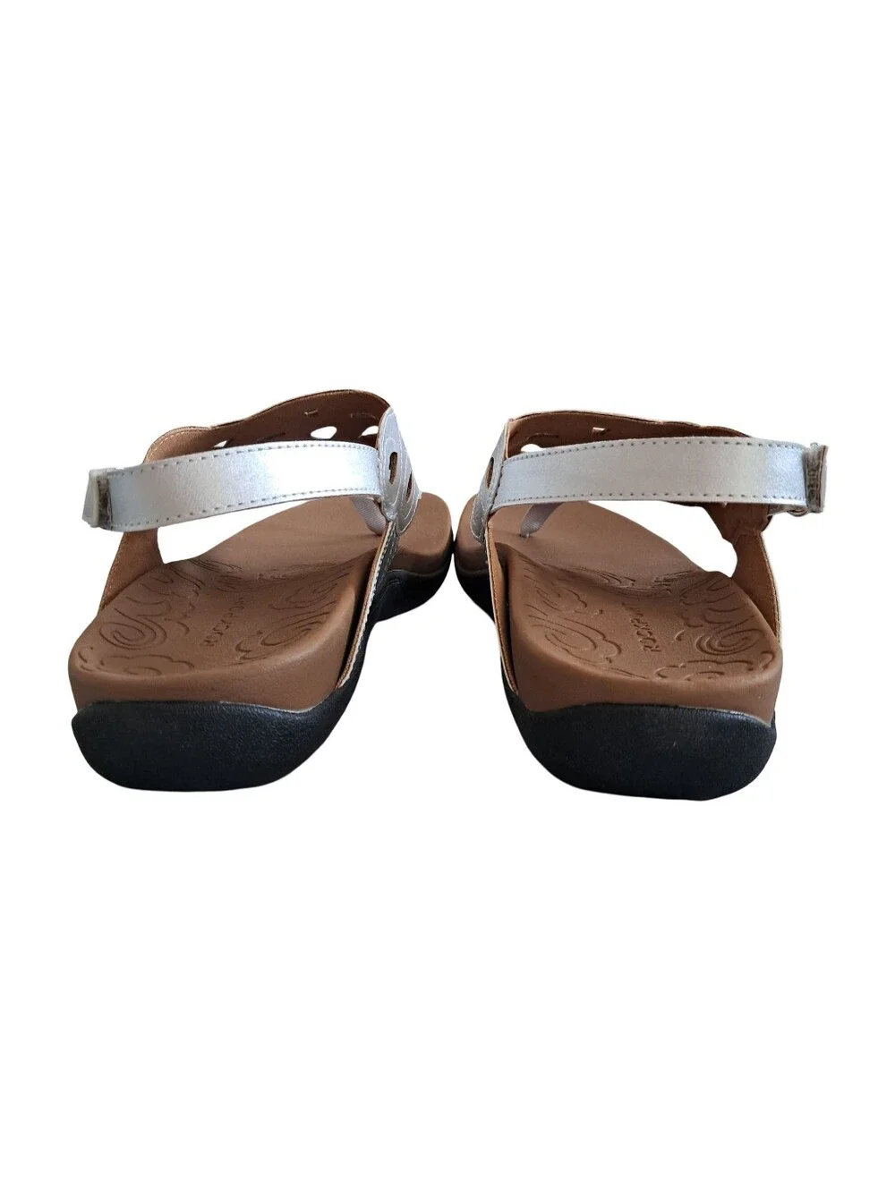 Rockport Ridge Slingback Laser Cut Silver Women Sandals Size 9.5M New With Box